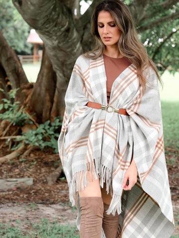 Cloudy Gray Plaid Travel Wrap
